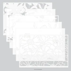 Cheerful Flowers Stencil Pack (6 qty; 6 x 9)
