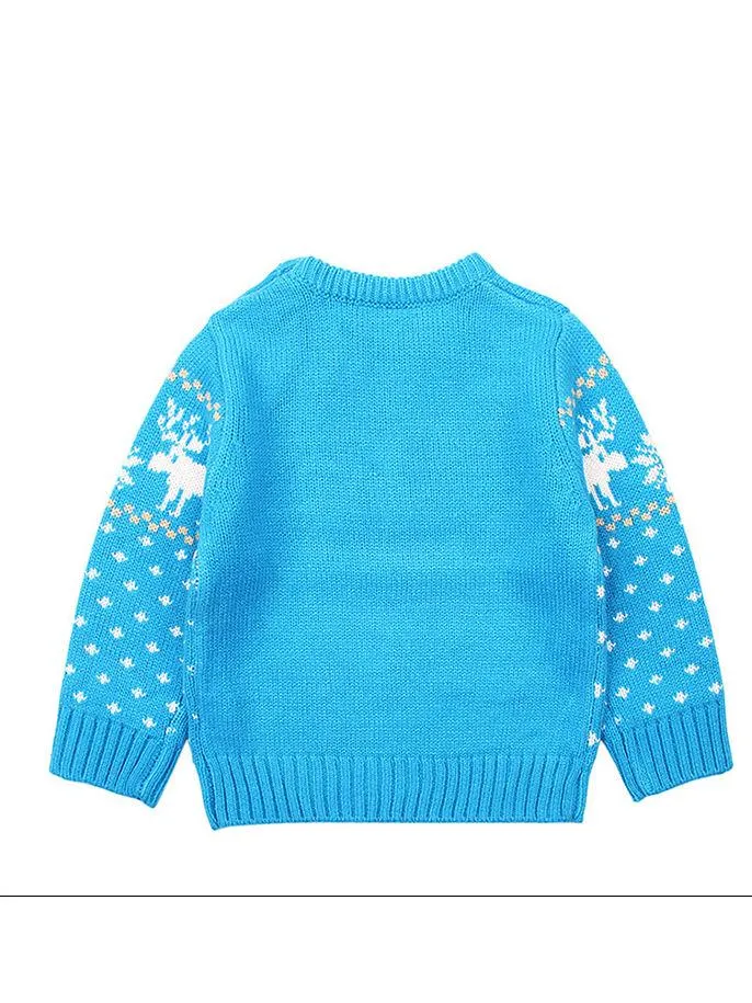 Christmas Elk Snowflake Jumper Knitting Sweater Baby Boy Crochet Sweatshirt