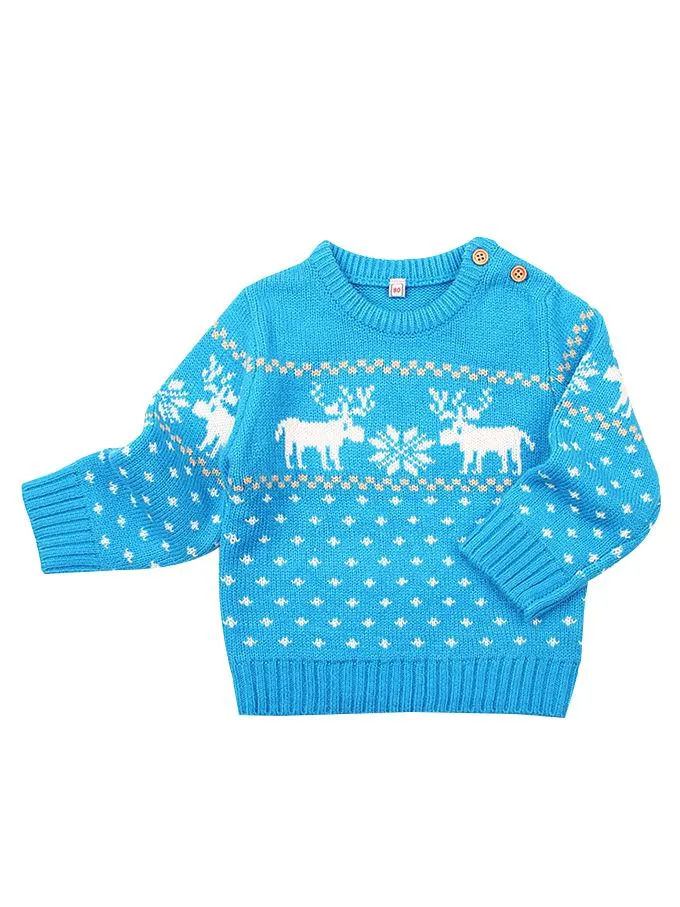 Christmas Elk Snowflake Jumper Knitting Sweater Baby Boy Crochet Sweatshirt