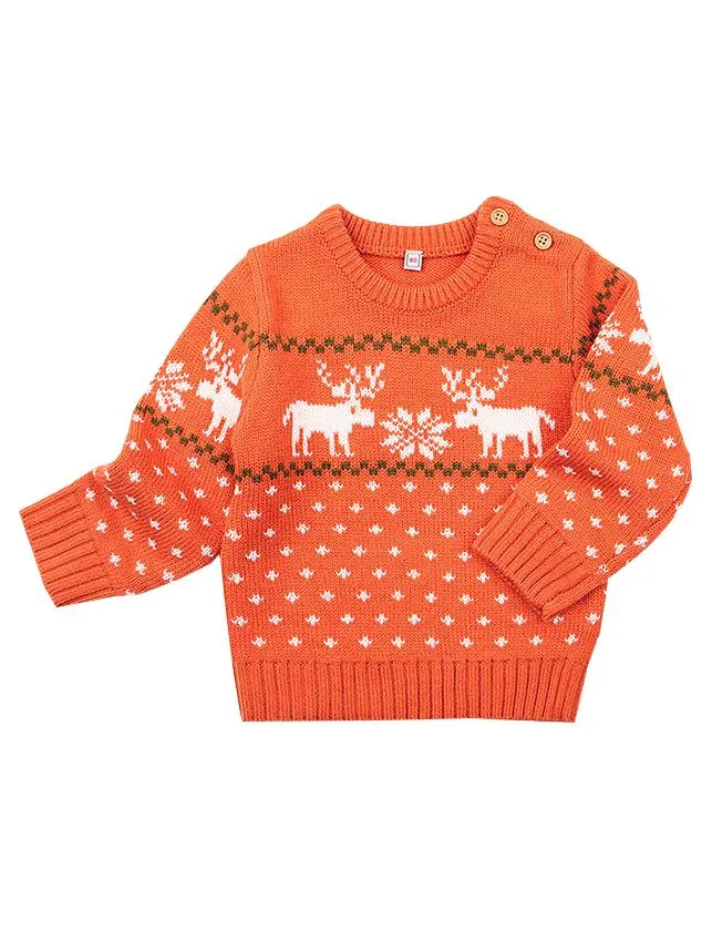 Christmas Elk Snowflake Jumper Knitting Sweater Baby Boy Crochet Sweatshirt