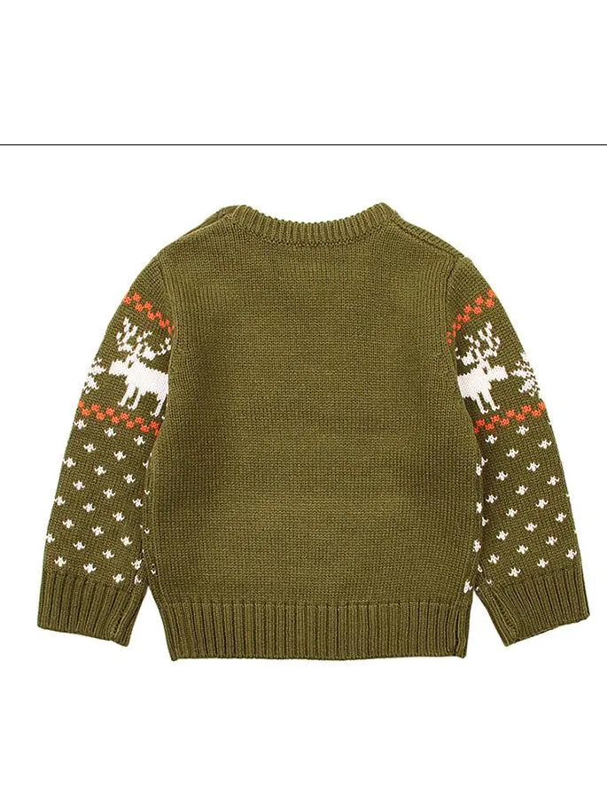 Christmas Elk Snowflake Jumper Knitting Sweater Baby Boy Crochet Sweatshirt