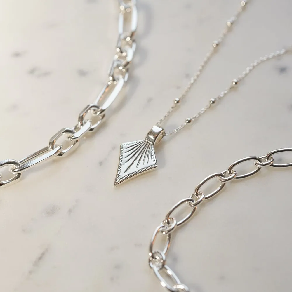 Chunky Chain Necklace Layering Set Sterling Silver