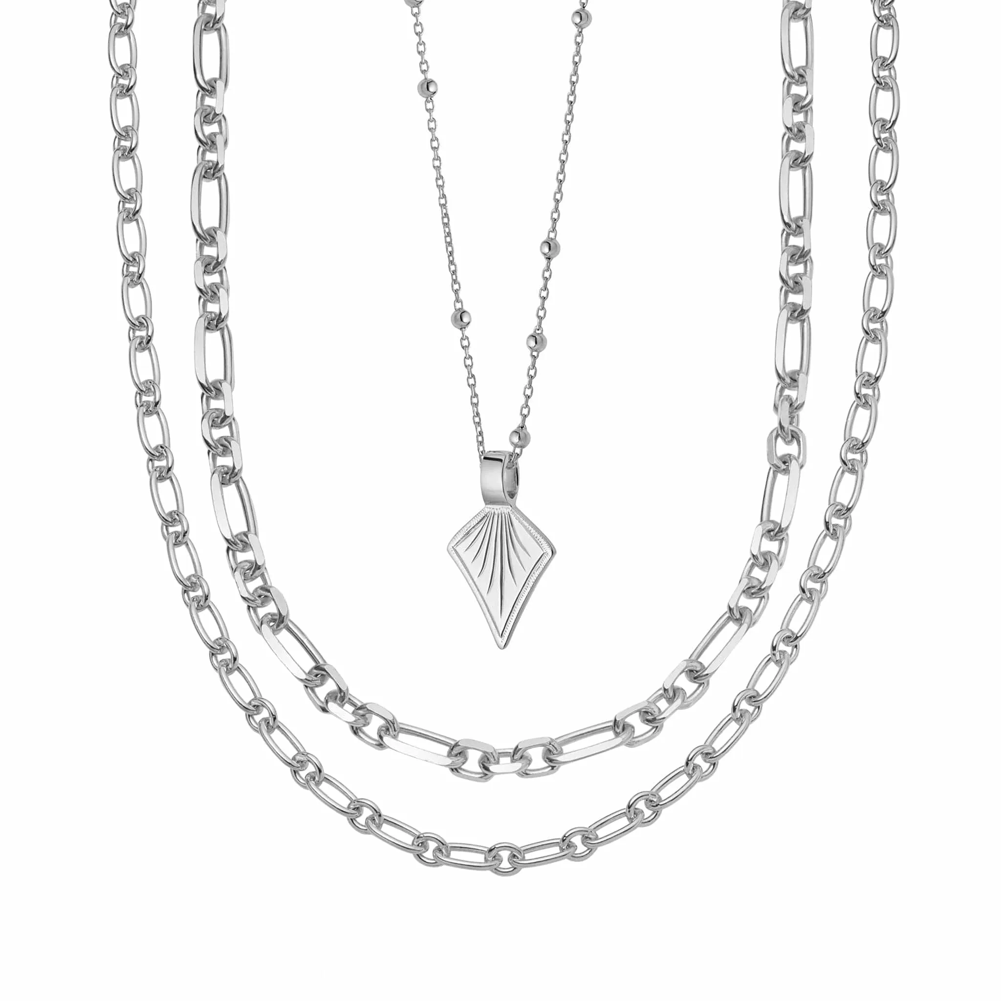 Chunky Chain Necklace Layering Set Sterling Silver
