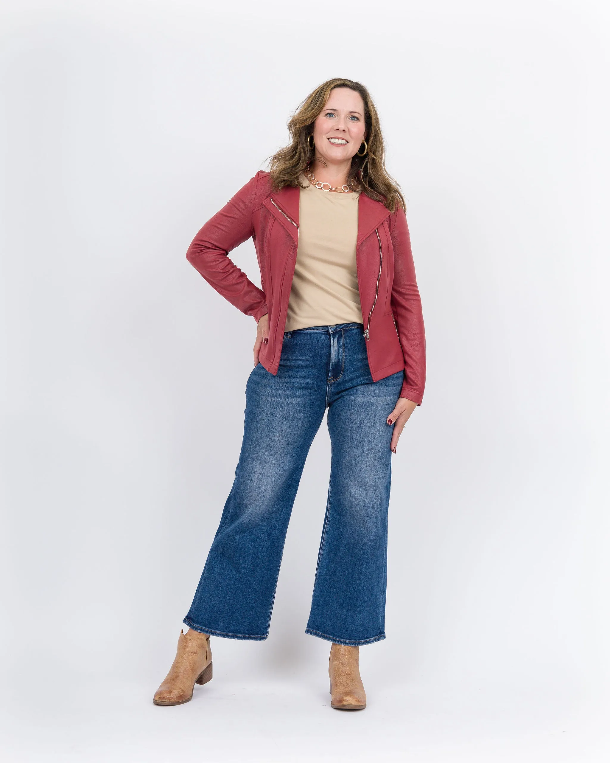 Clara Sunwoo Leather Knit Jacket - Ruby