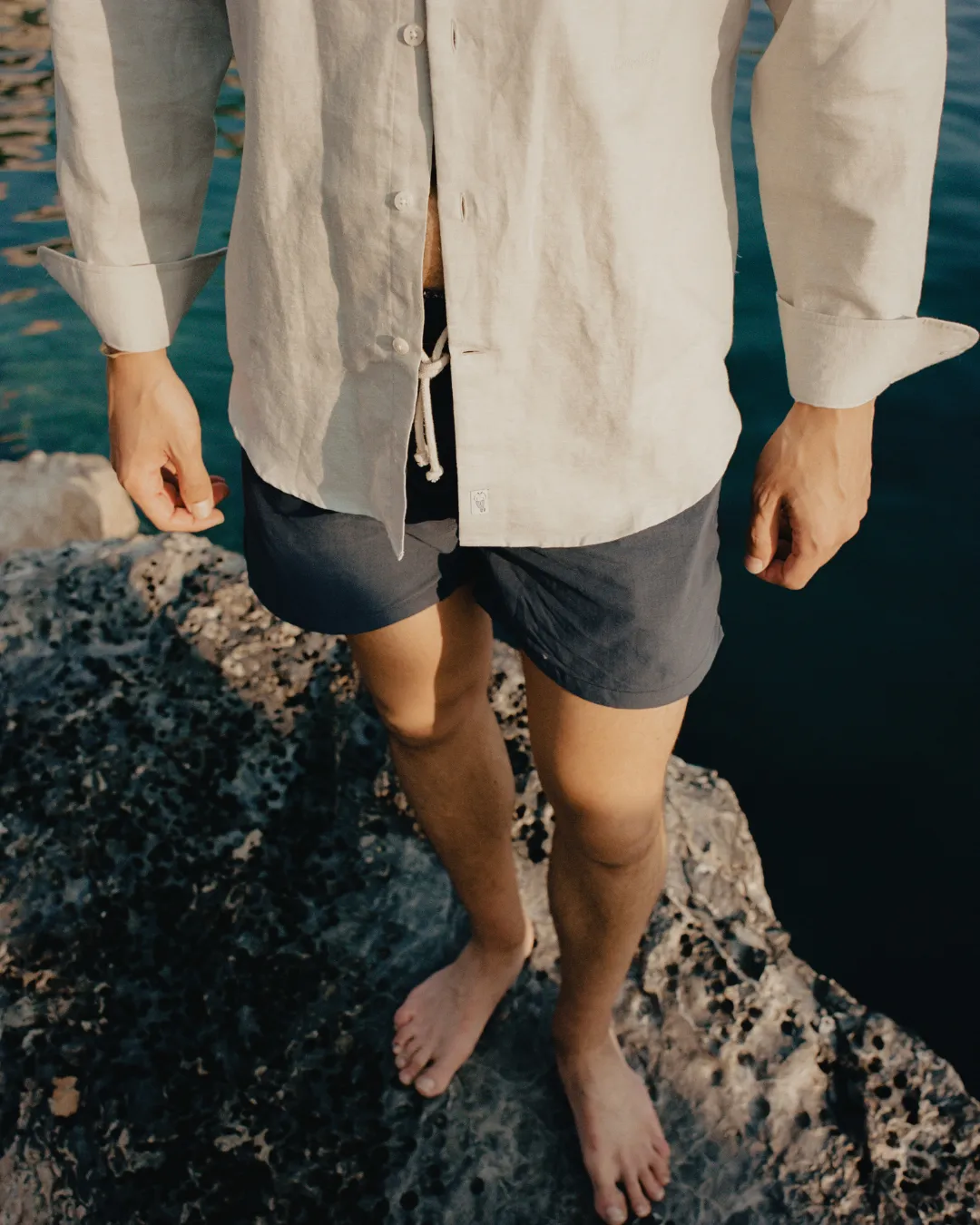 Classic Greige Linen-Blend Shirt