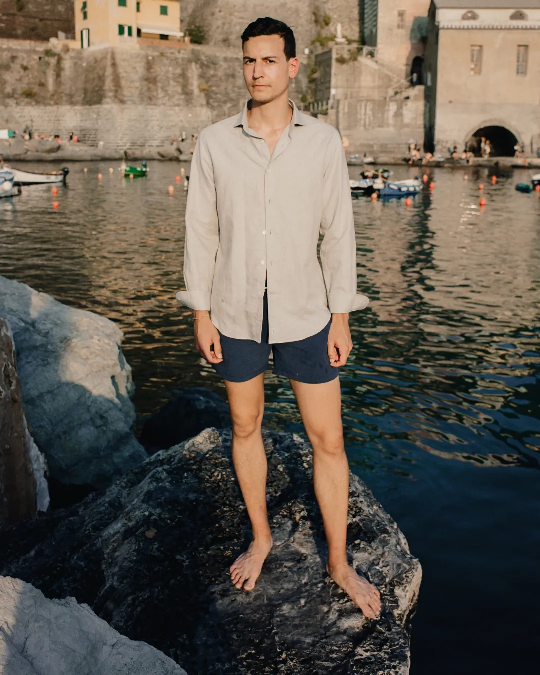 Classic Greige Linen-Blend Shirt