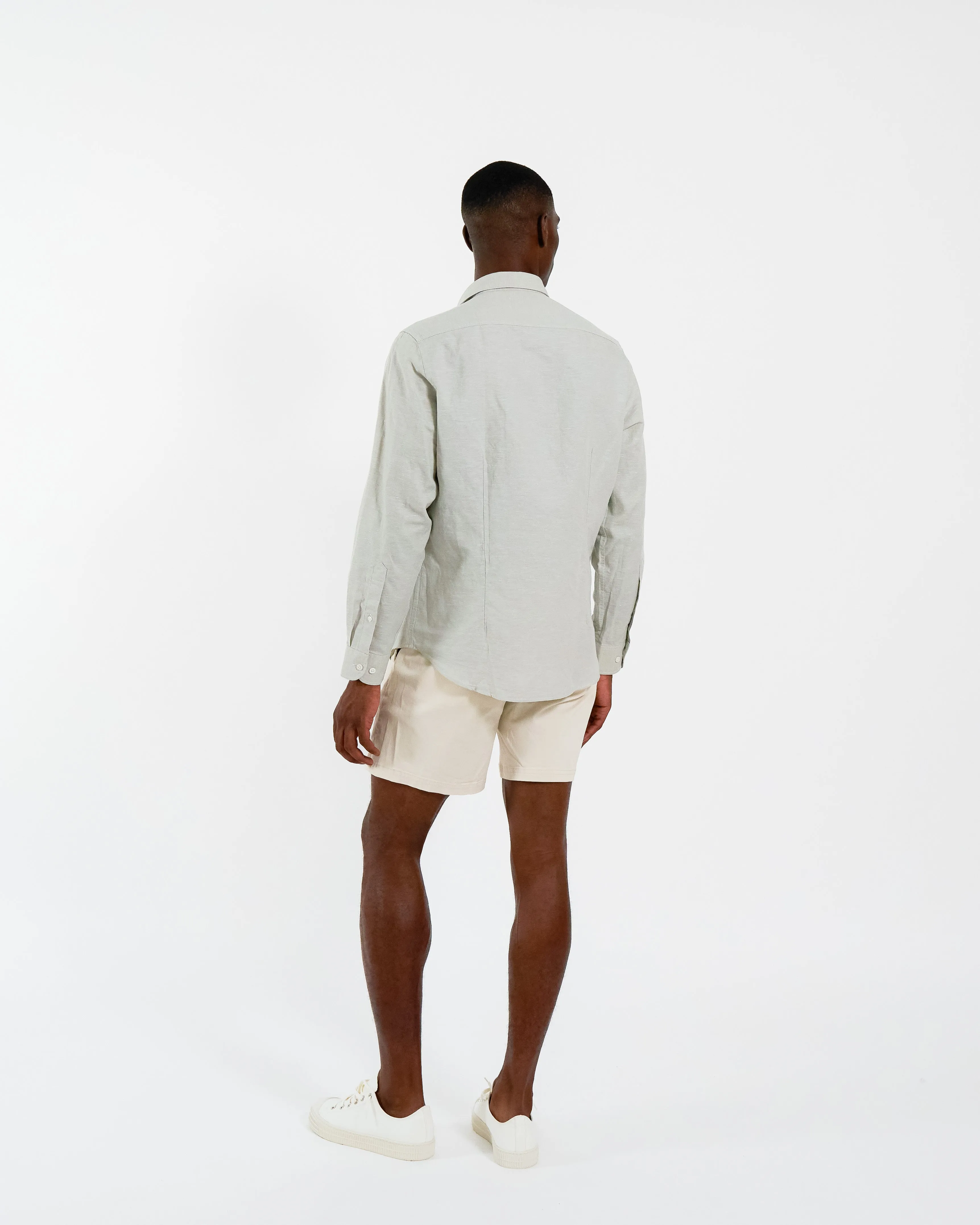 Classic Greige Linen-Blend Shirt