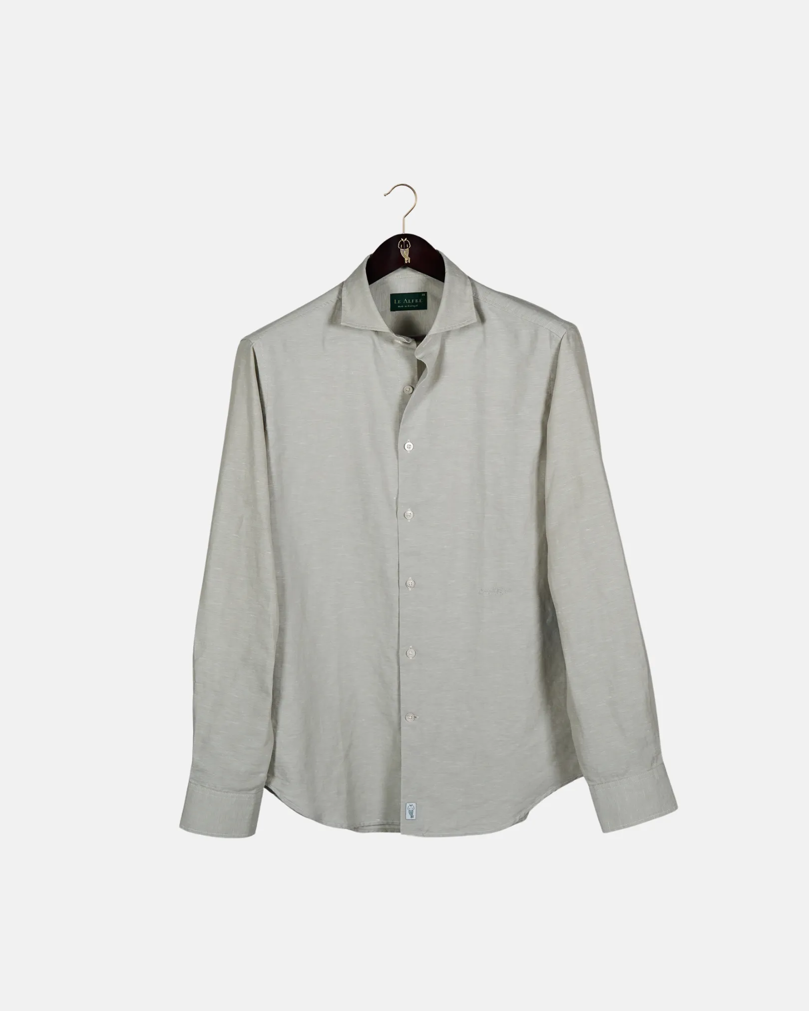 Classic Greige Linen-Blend Shirt