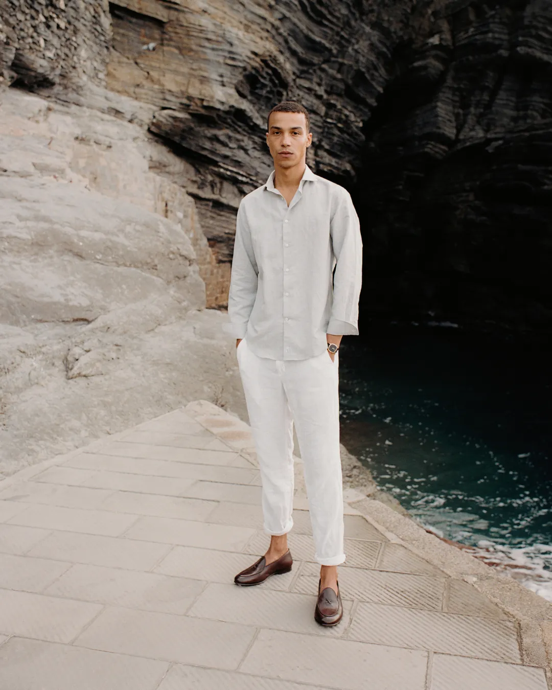 Classic Greige Linen-Blend Shirt