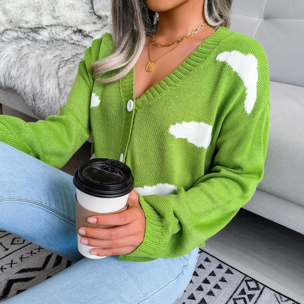 Cloud Knitted Cardigan Sweater Wholesale Women Clothing