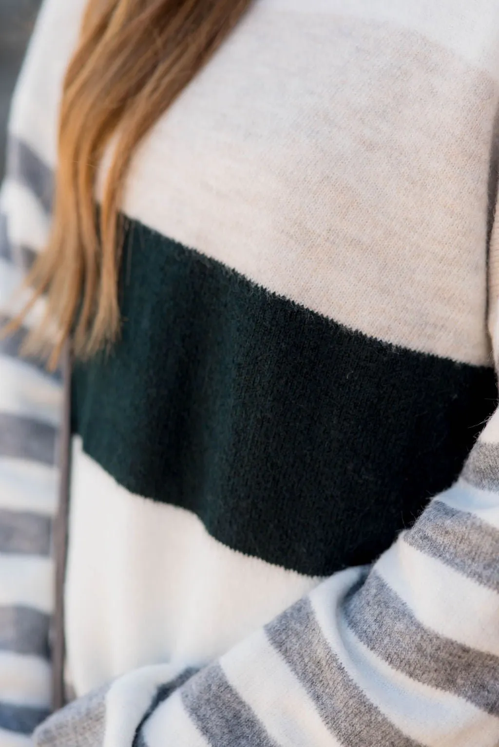 Color Block Striped Sleeve Sweater