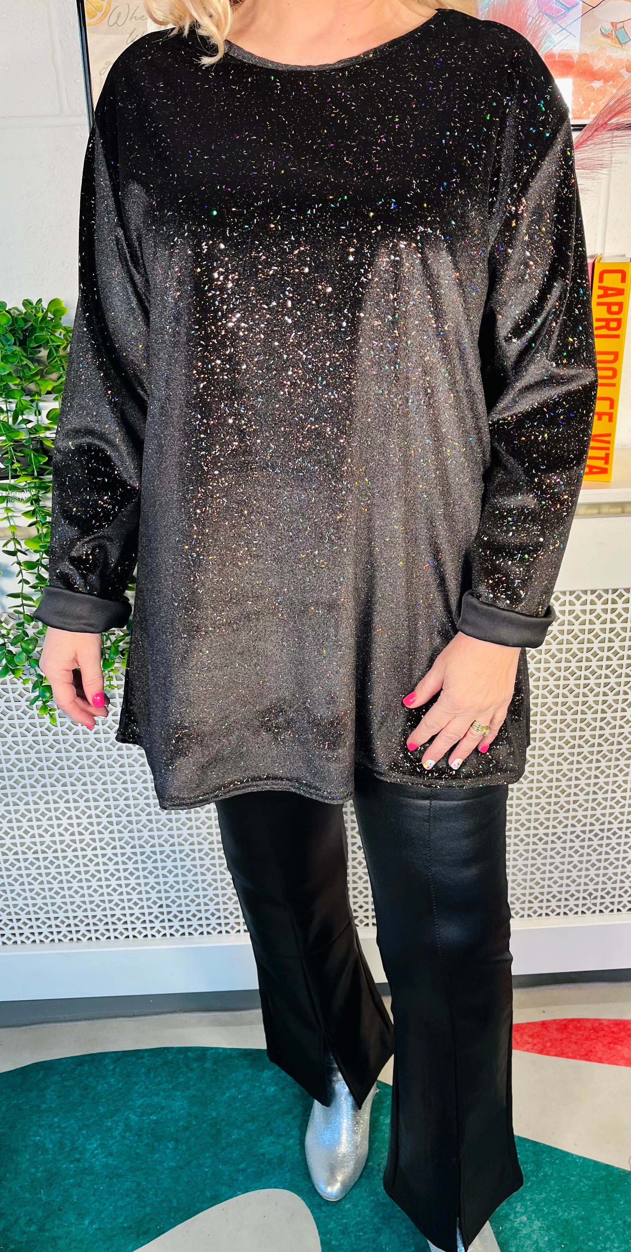 Confetti Party Top - Black