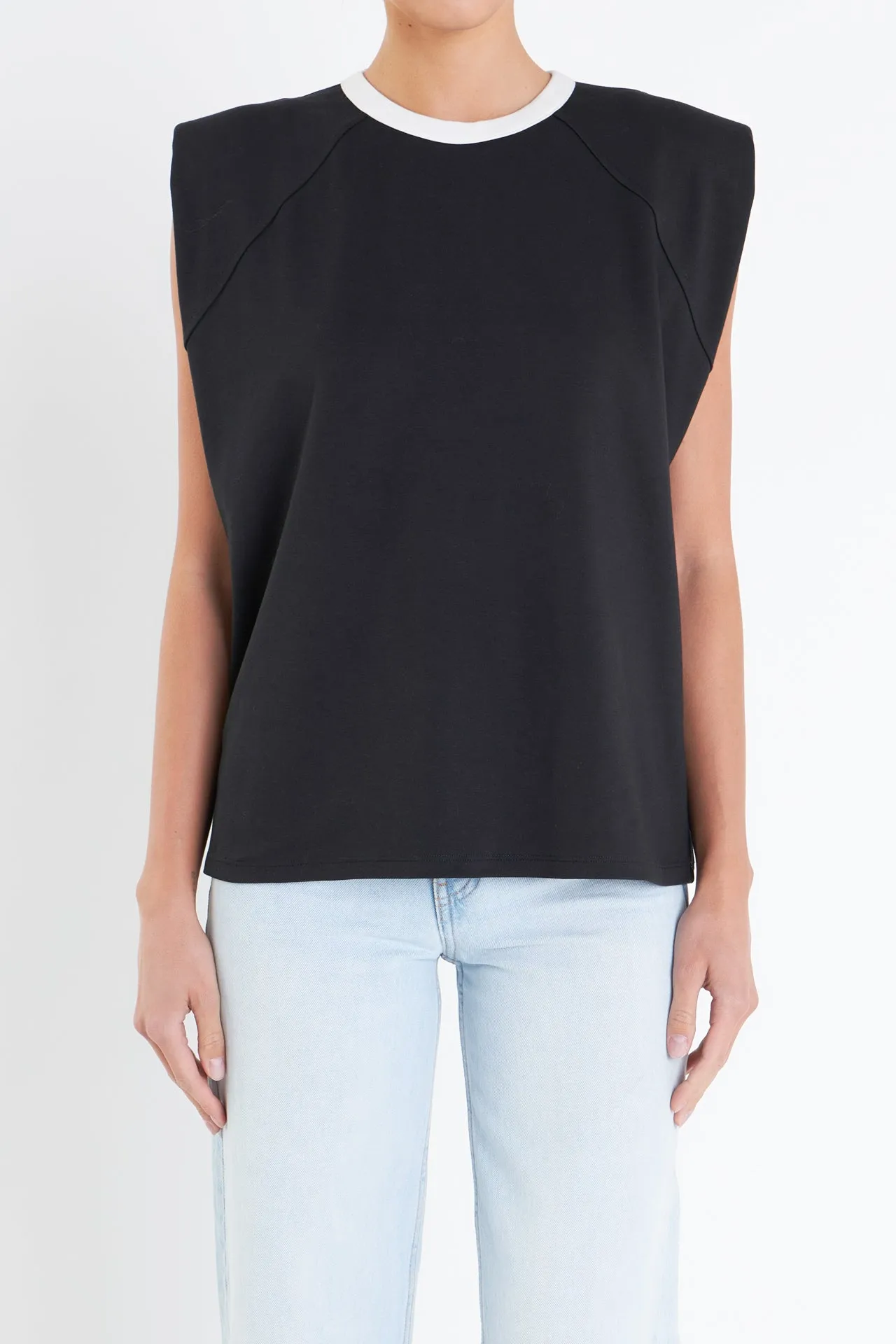 Contrast Neckline Sleeveless Top
