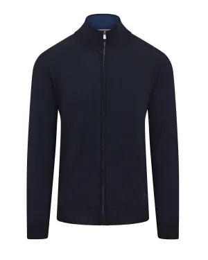 Corneliani Virgin Wool Full Zip Knitted Cardigan (Navy)
