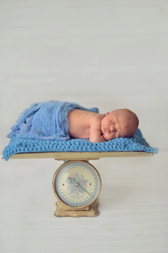 Cornflower blue newborn baby layering bump blanket