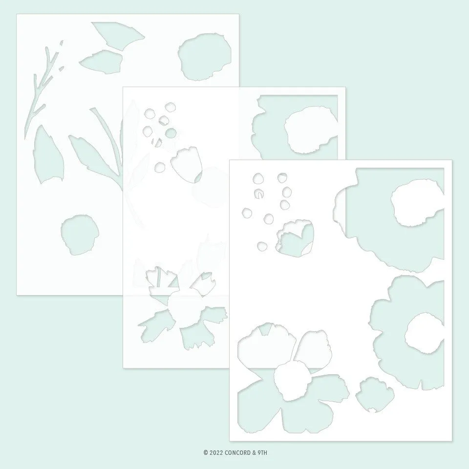 Cottage Garden Stencil Pack (3pc, 4.75 x 6.0)