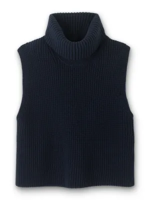 Cotton merino rib layering vest and snood