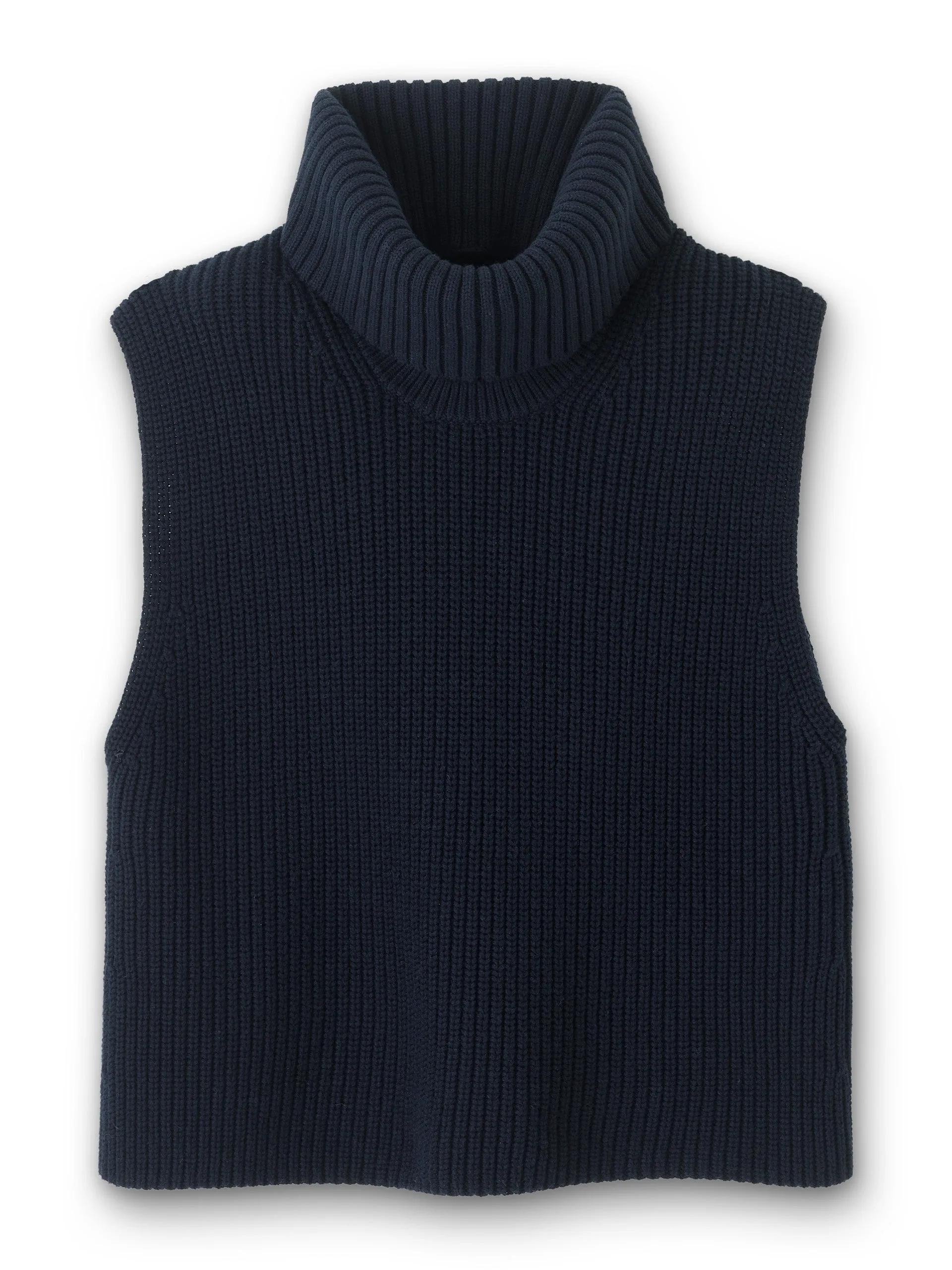Cotton merino rib layering vest and snood