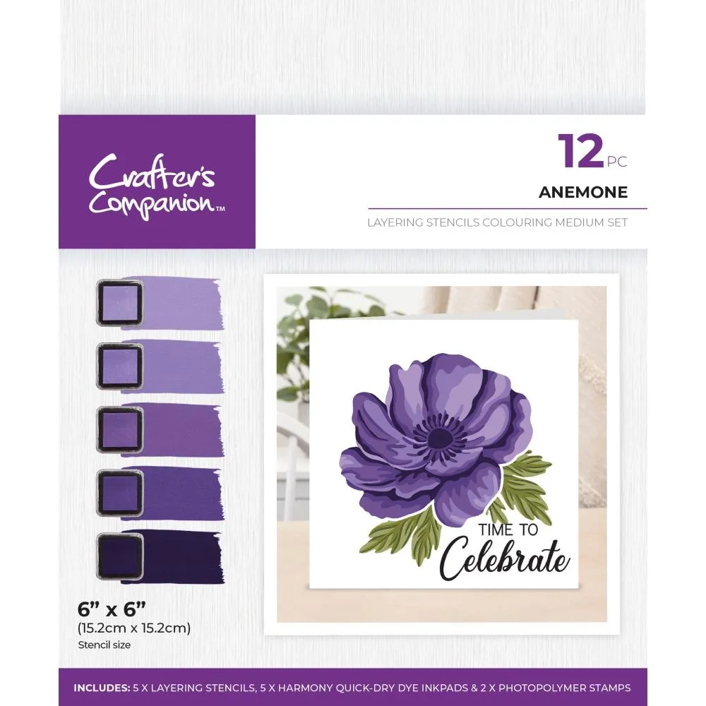 Crafter's Companion Layering Stencils Colouring Medium Set Anemone