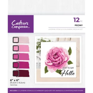 Crafter's Companion Layering Stencils Colouring Medium Set Peony