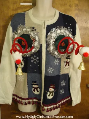 Crazy Tassle Trim Naughty Ugly Christmas Sweater