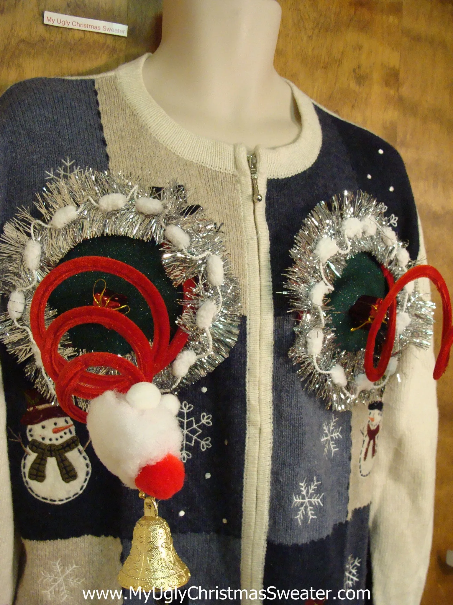 Crazy Tassle Trim Naughty Ugly Christmas Sweater