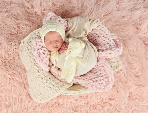 Cream sparkle newborn baby layering bump blanket