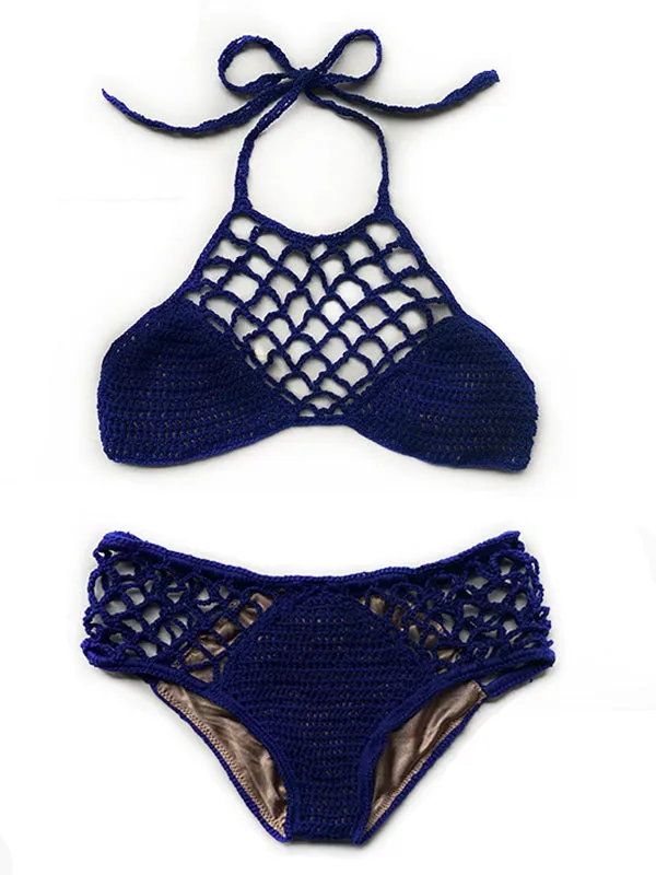 Crochet Mesh Bikini Halter Top