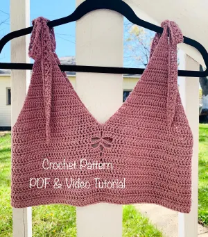 Crochet top pattern, pdf file, photo tutorial and video tutorial, includes US women's sizes XS-XXL, crochet pattern