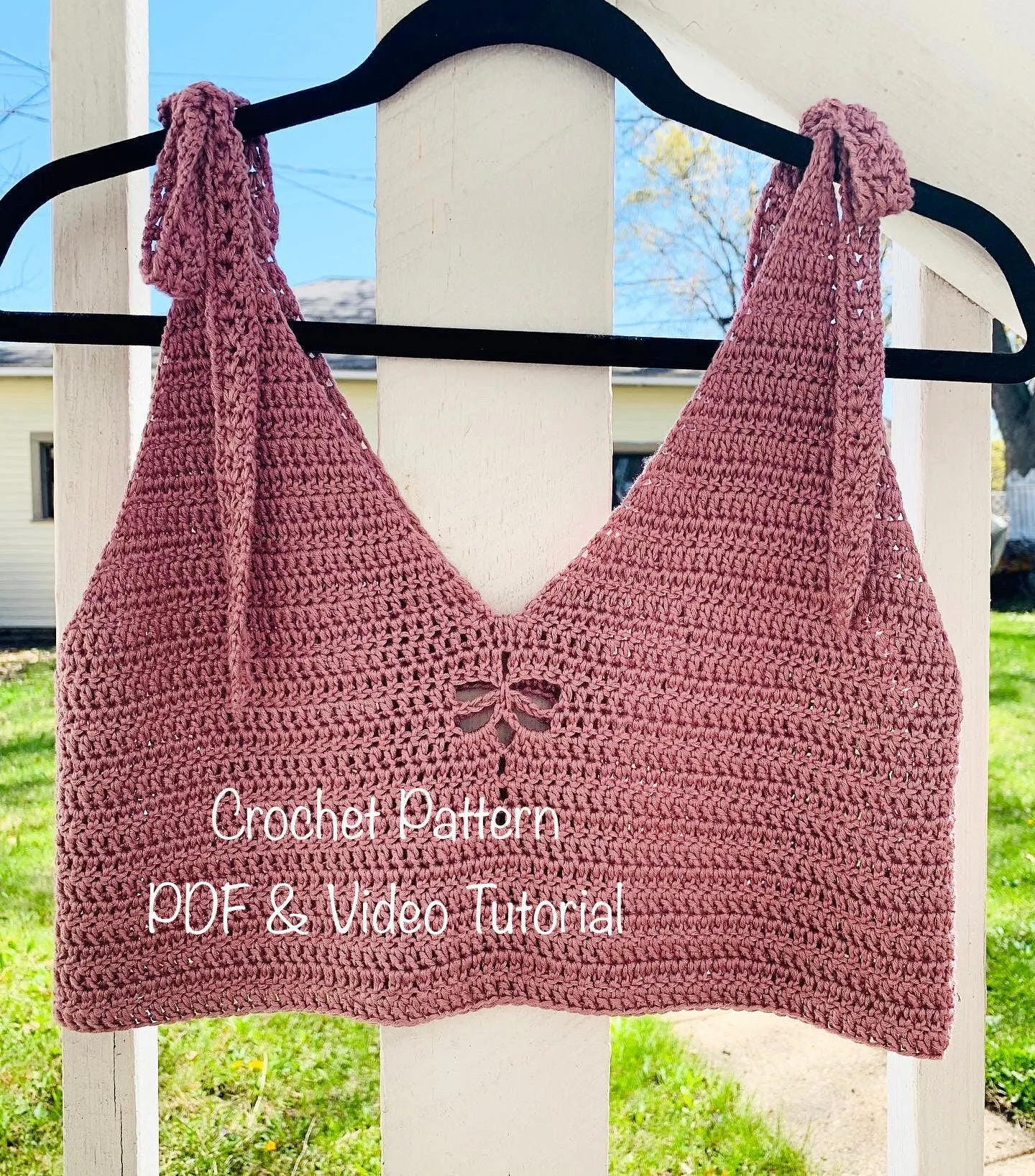 Crochet top pattern, pdf file, photo tutorial and video tutorial, includes US women's sizes XS-XXL, crochet pattern