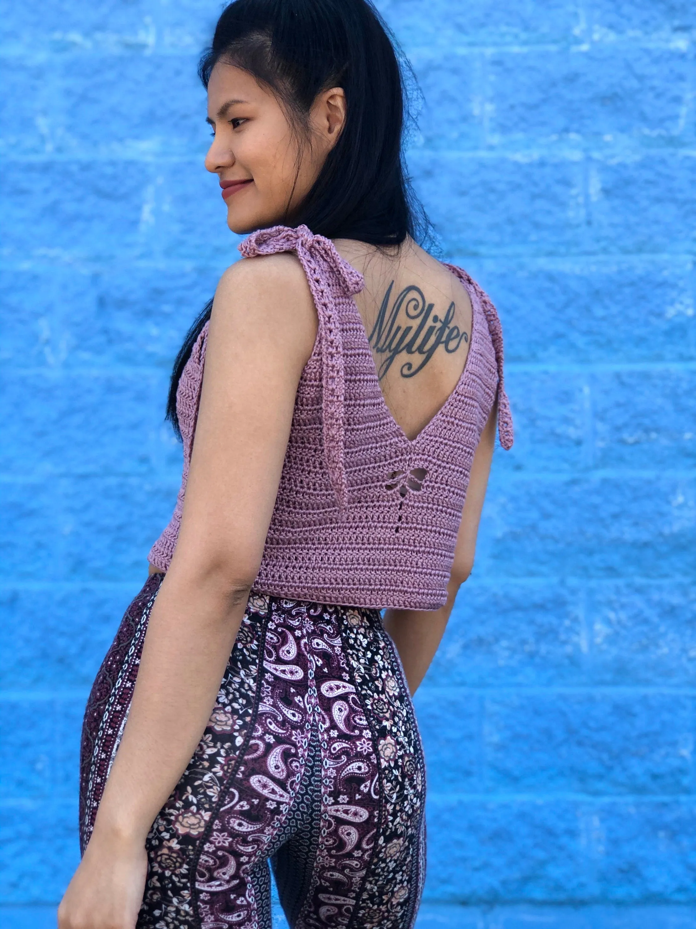 Crochet top pattern, pdf file, photo tutorial and video tutorial, includes US women's sizes XS-XXL, crochet pattern