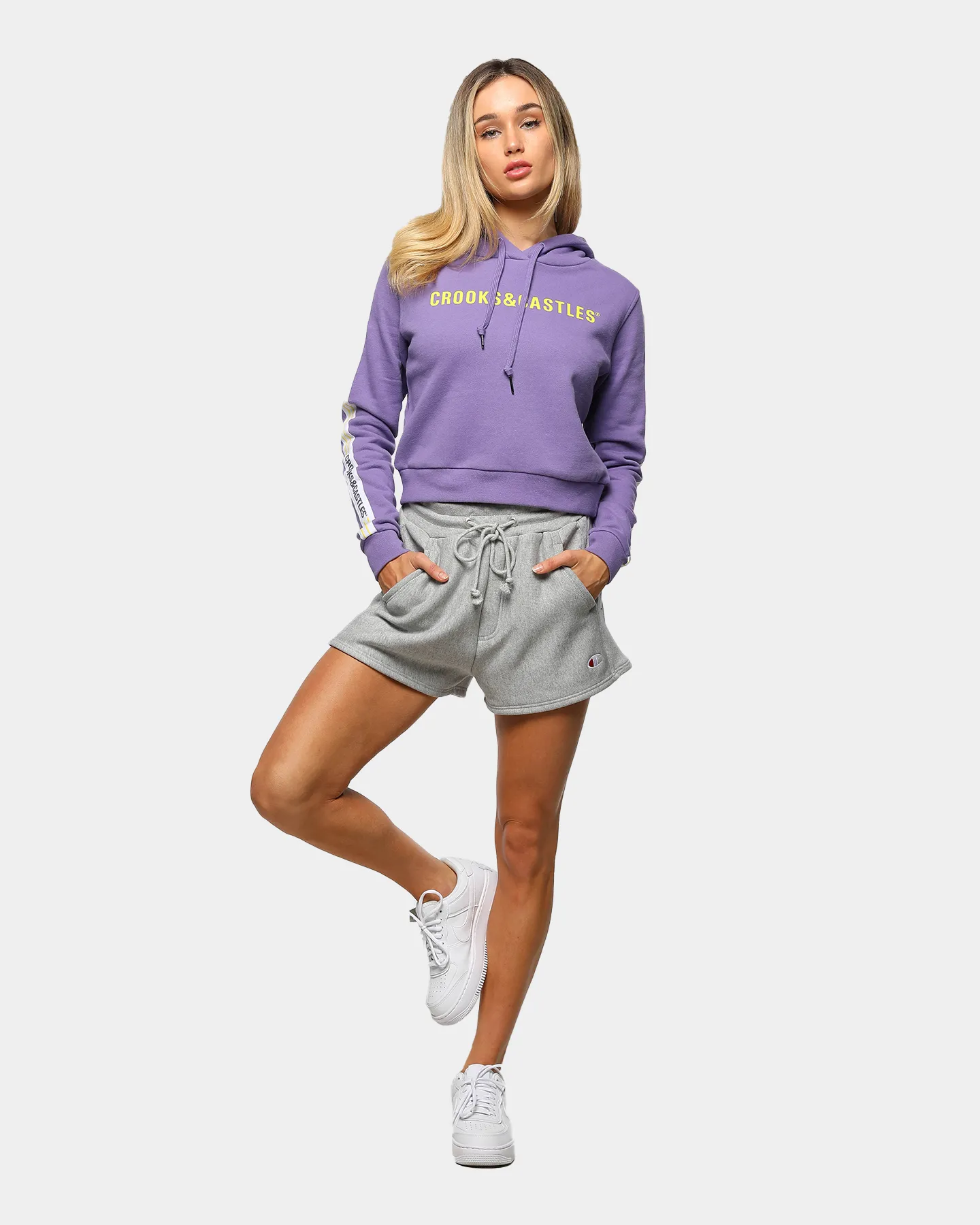 Crooks & Castles Women's Illuminate Cropped Hoodie Purple