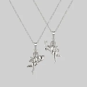 Cupid & Psyche Lovers Layering Necklace - Silver