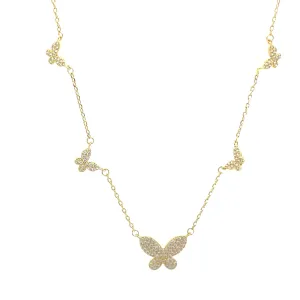CZ Butterfly Charms Layering Rolo Necklace (G70)