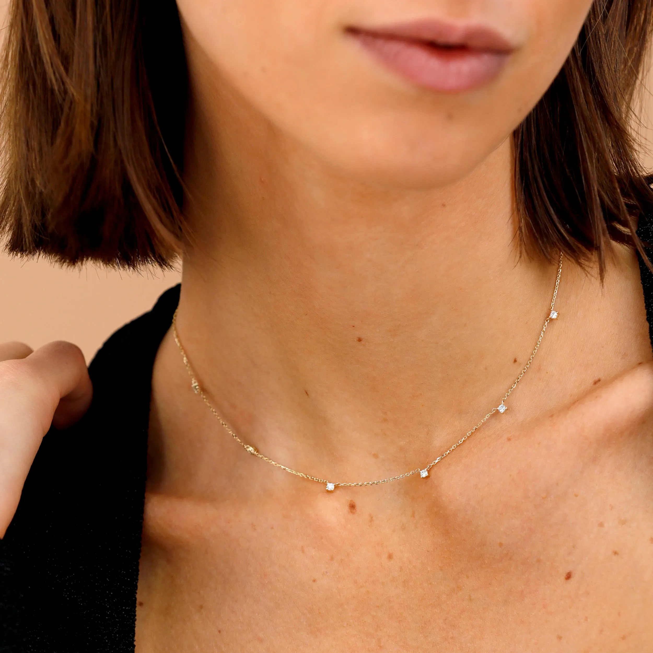 Dainty Diamond Station Necklace, Kimberly