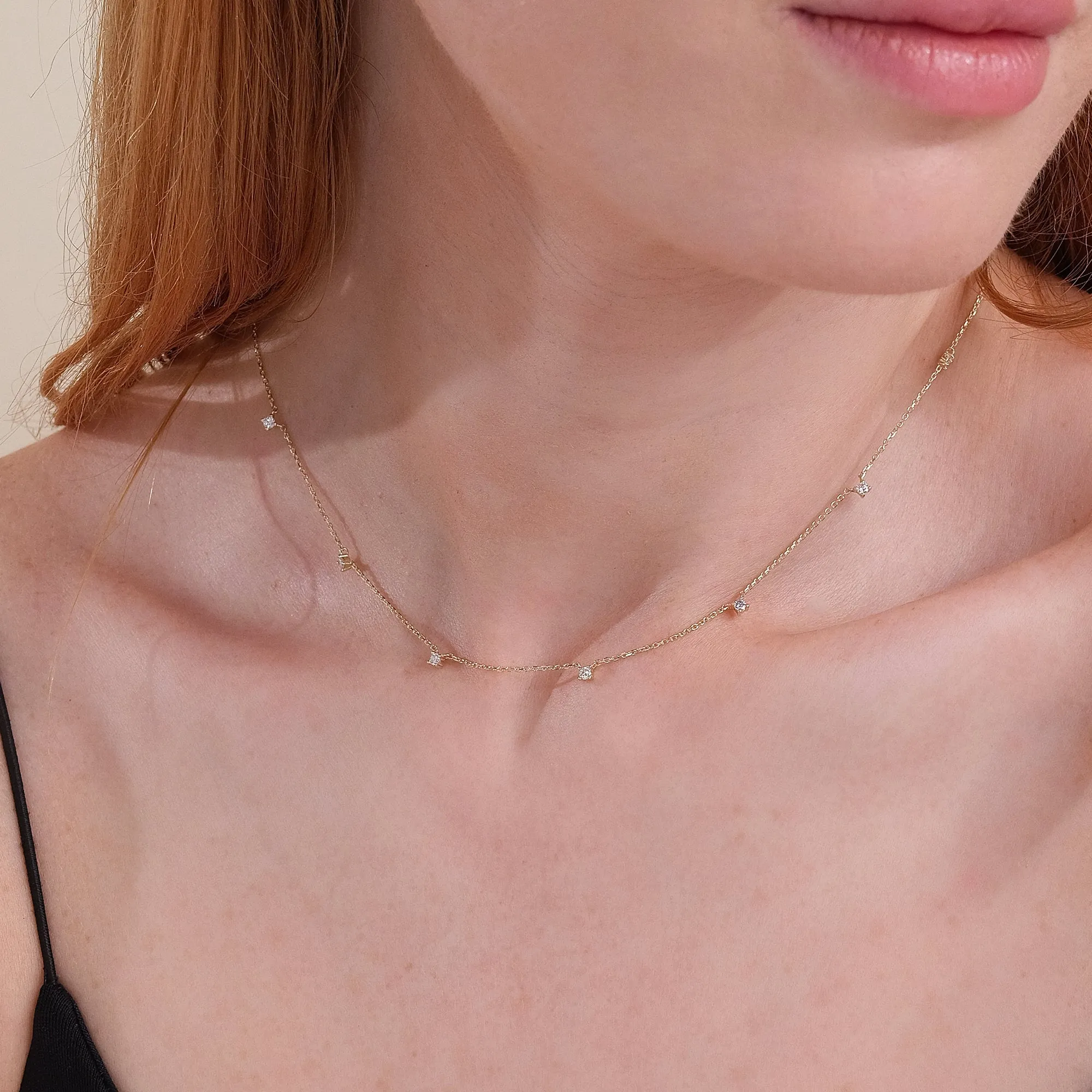 Dainty Diamond Station Necklace, Kimberly