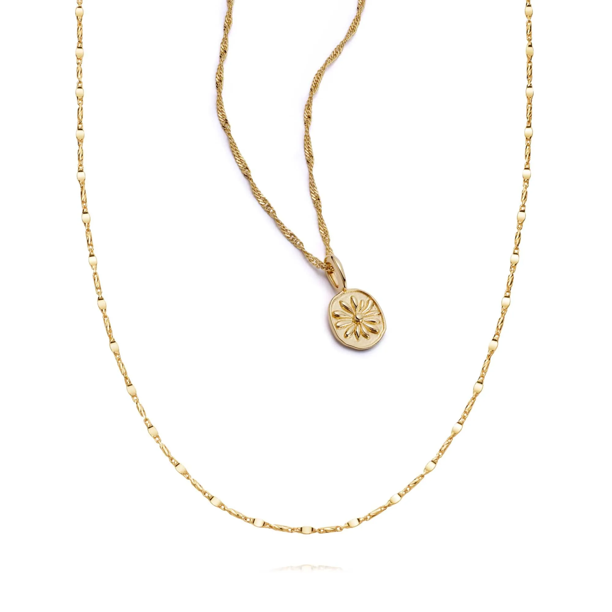Daisy Twist Necklace Layering Set 18ct Gold Plate