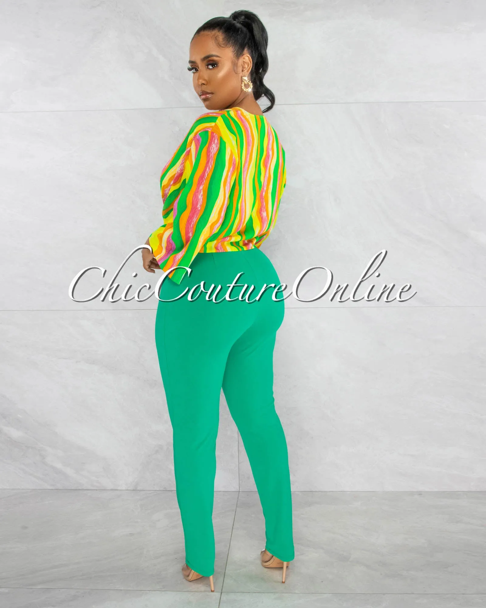 *Danna Green High-Waist Belt Pants