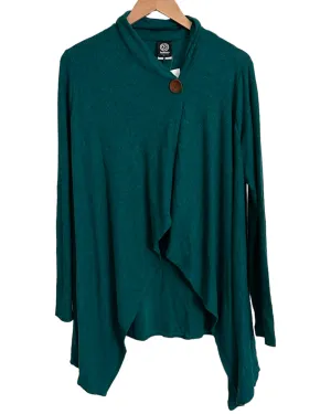 Dark Autumn Teal Single Button Drape Cardigan