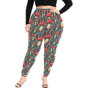 Deathcap Mushrooms Women's Plus Size High Waited Leggings Women's High Waist Leggings(Plus Size)(ModelL45)