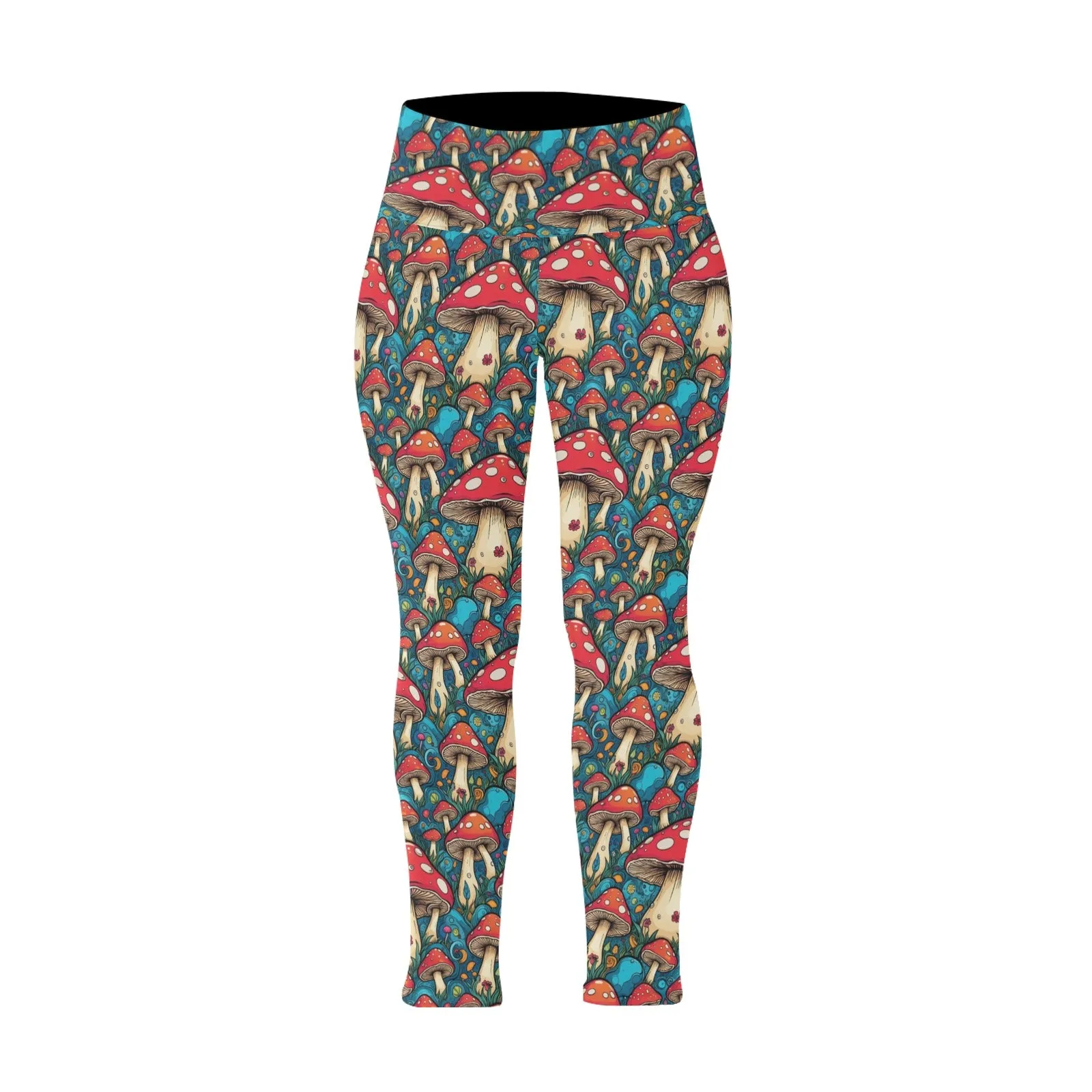 Deathcap Mushrooms Women's Plus Size High Waited Leggings Women's High Waist Leggings(Plus Size)(ModelL45)
