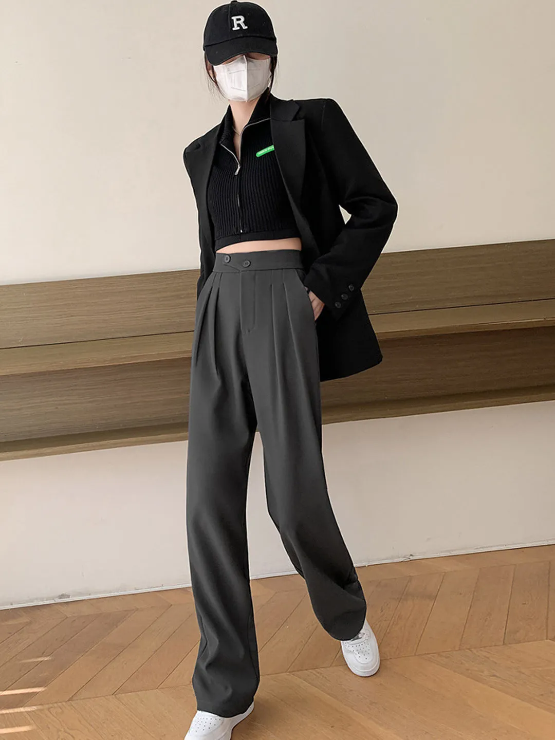 Debby Casual High Waist Pants-White