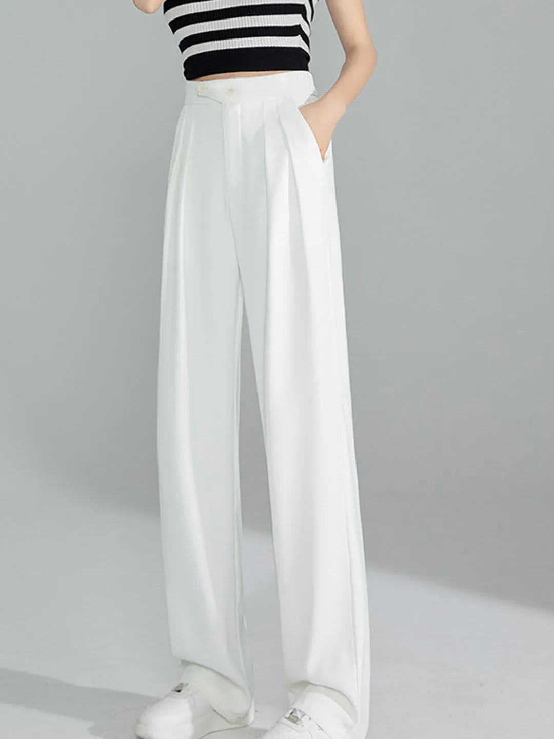 Debby Casual High Waist Pants-White