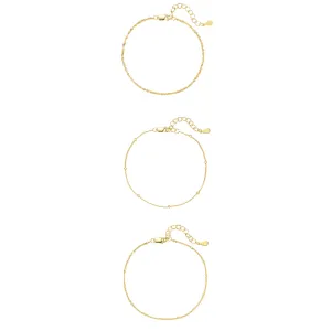 Delicate Layering Bracelets Set Sterling Silver Gold
