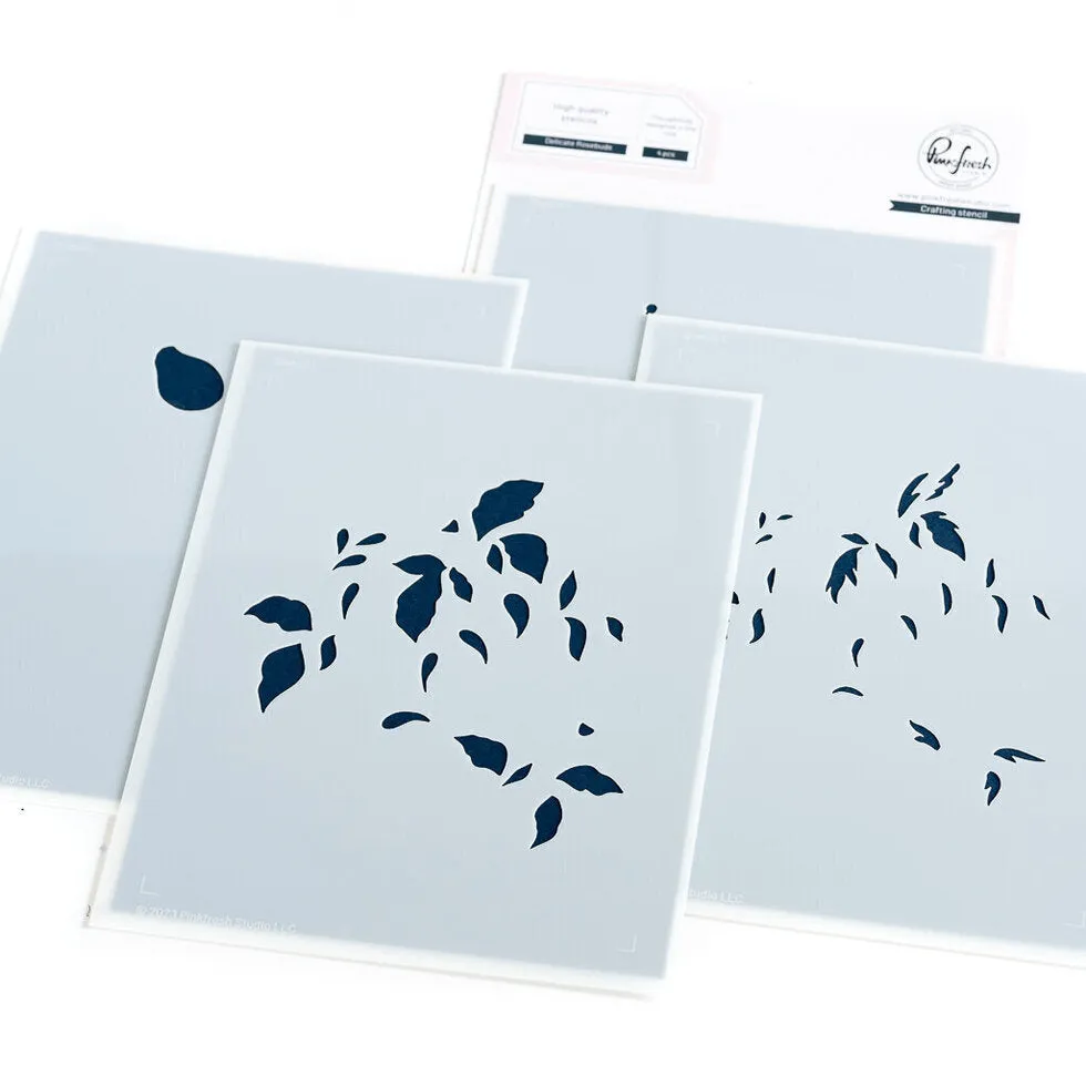 Delicate Rosebuds stencil