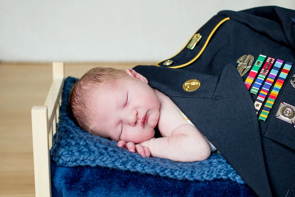 Denim blue newborn baby layering bump blanket