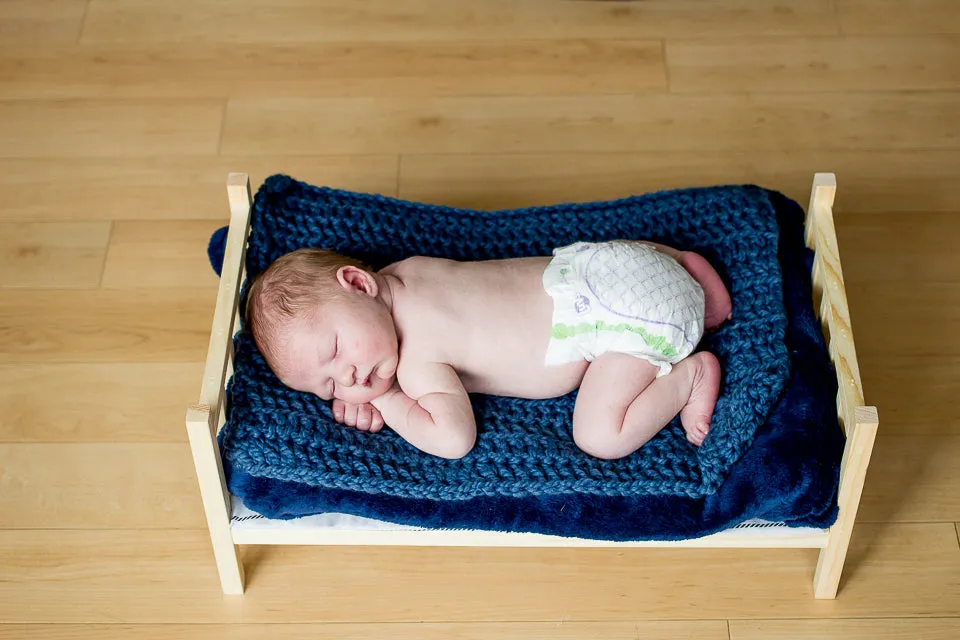 Denim blue newborn baby layering bump blanket