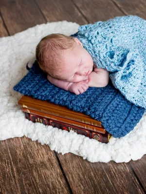 Denim blue newborn baby layering bump blanket