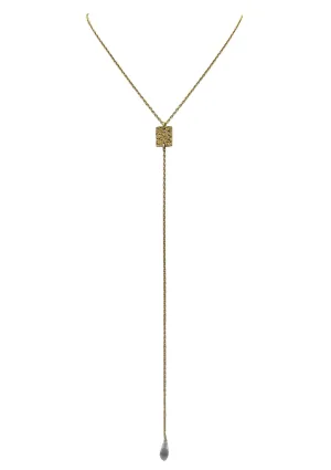 Diamond Illusion Gold Plate Long Drop Chain Necklace