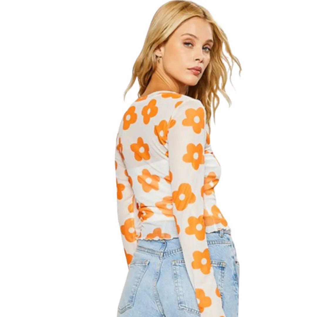 Ditsy Floral Mesh Top
